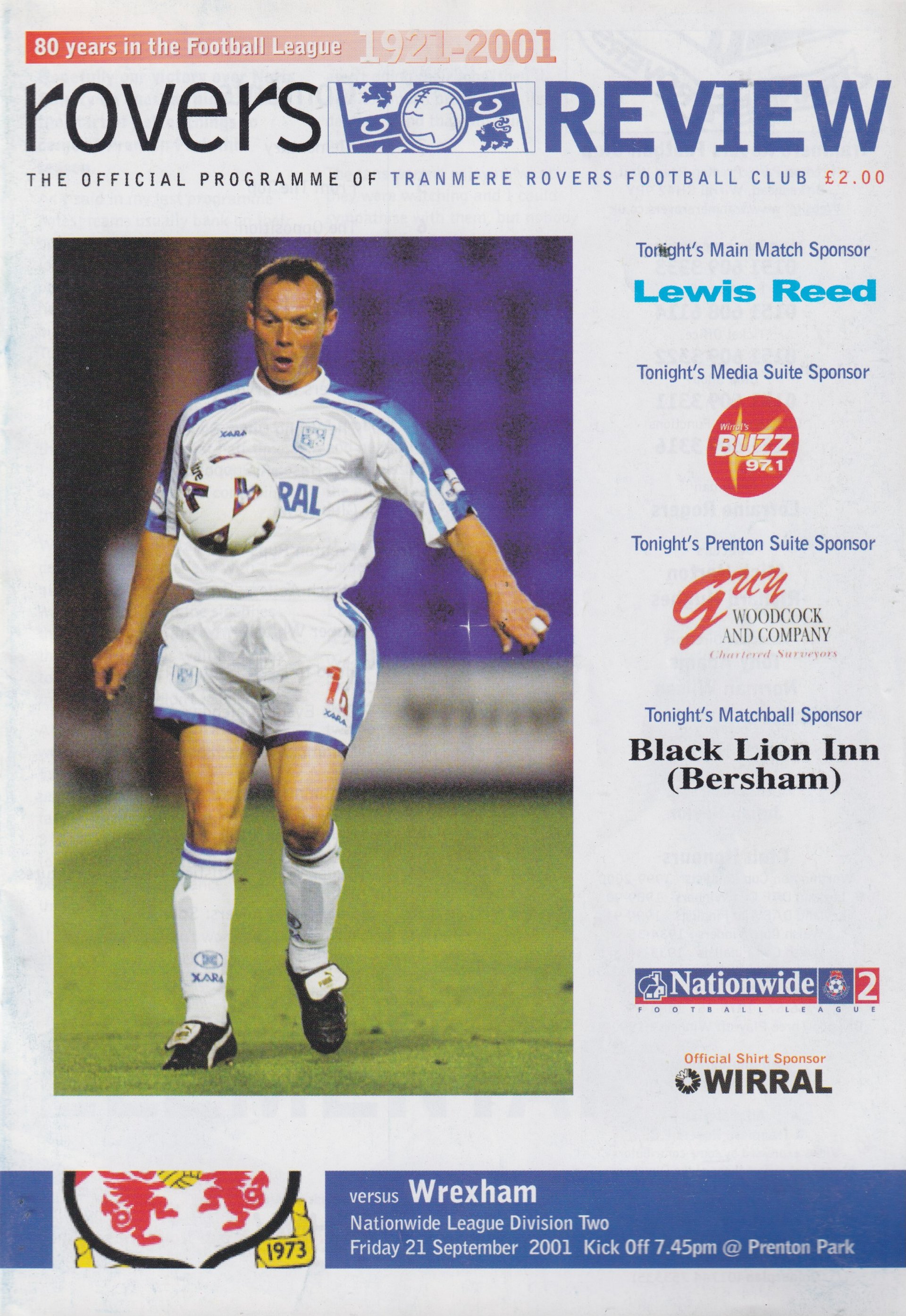 Tranmere Rovers v Wrexham match programme